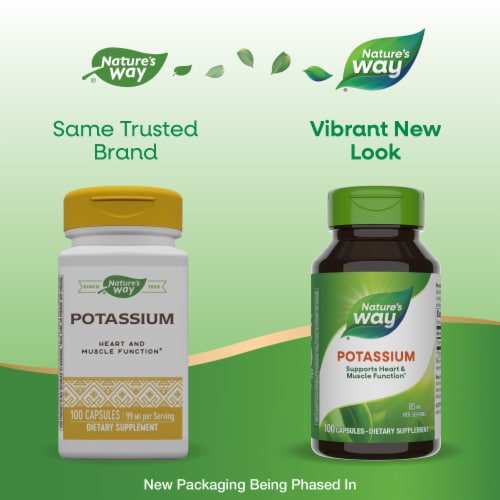 Nature's Way Potassium Supports Heart and Muscle Function Capsules 99 mg Per Serving Perspective: back
