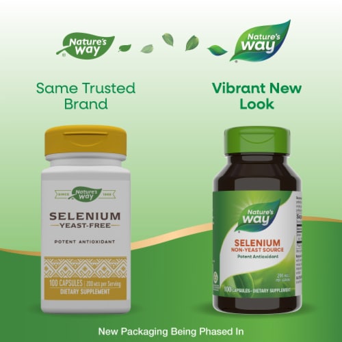 Nature's Way Selenium Non Yeast Source Potent Antioxidant Capsules 200 mcg Per Serving Perspective: back