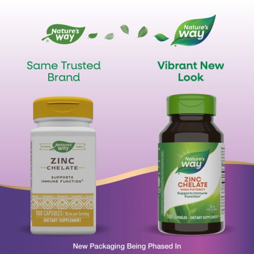 Nature's Way® Zinc Chelate Dietary Supplement Capsules Perspective: back
