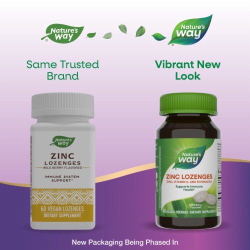 Nature's Way Zinc Vitamin C Echinacea Immune Support Wild Berry Flavored Lozenges Perspective: back