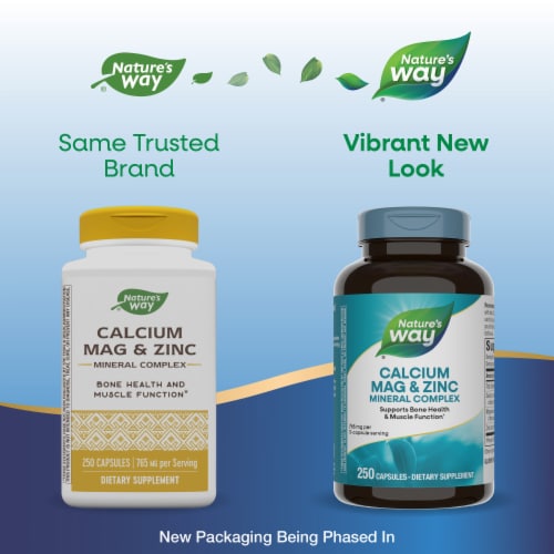 Nature's Way® Calcium Magnesium and Zinc Capsules Perspective: back