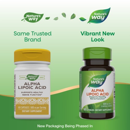 Nature's Way Alpha Lipoic Acid Supports Healthy Nerve Function Capsules 600 mg per 3-Capsule Serving Perspective: back