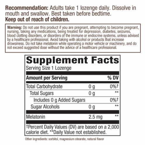 Nature's Way® Melatonin Lozenge 2.5mg Perspective: back