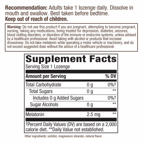 Nature's Way® Melatonin Lozenge 2.5mg Perspective: back