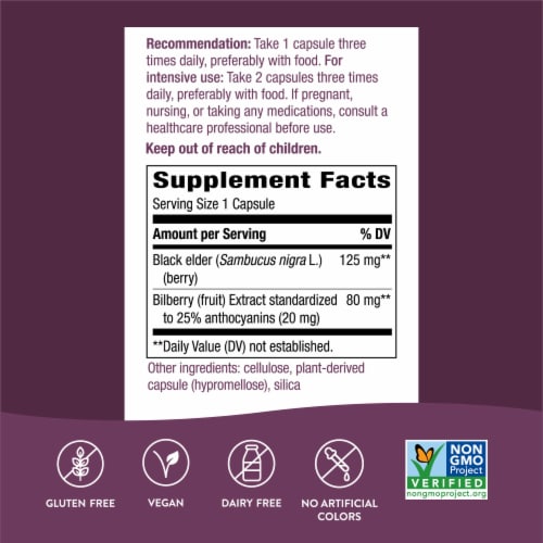 Nature's Way® Bilberry Standardized Capsules Perspective: back