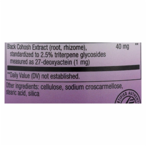 Nature's Way Black Cohosh Standardized Tablets Perspective: back