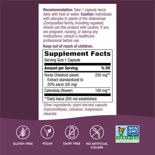 Nature's Way® Horse Chestnut Standardized Capsules 250mg Perspective: back
