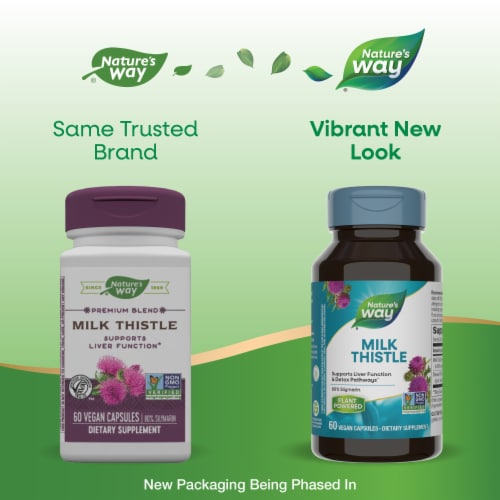 Nature's Way Milk Thistle Supports Liver Function Capsules Perspective: back