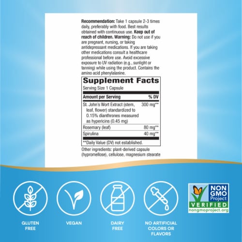 Nature's Way St. John's Wort Standardized Capsules Perspective: back