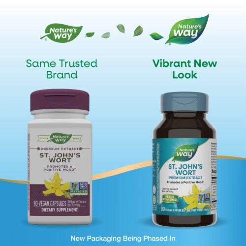 Nature's Way Premium Extract St. John's Wort Vegan Capsules 300 mg Extract per Serving Perspective: back