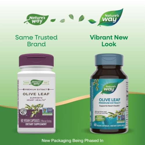 Nature's Way® Olive Leaf Standardized Vegan Capsules Perspective: back