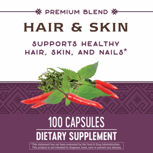 Nature's Way Hair & Skin Supplement Capsules Perspective: back