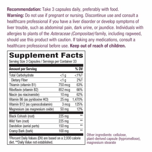 Nature's Way PMS with Vitamin B6 & 5 HTP Support Capsules for Women Perspective: back