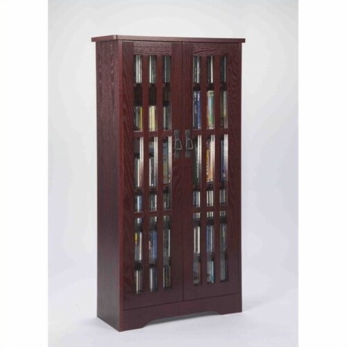 Leslie Dame 62 Tall CD DVD Media Storage Cabinet in Dark Cherry 1 Ralphs