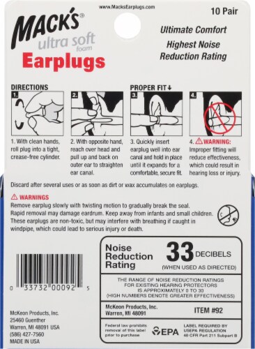 Mack's® Ultra Soft Foam Earplugs Perspective: back