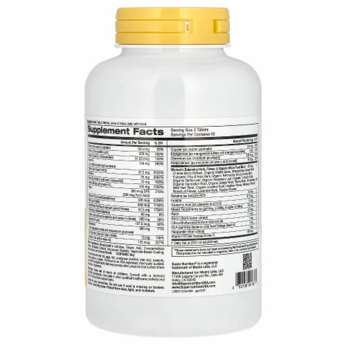 Women’s Blend Multivitamin by Super Nutrition - Vitamins & Minerals with a Balancing Herb, Perspective: back