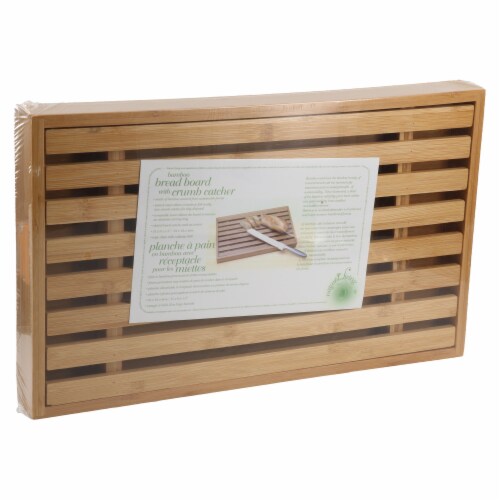 Danesco Bamboo Bread Cutting Board with Crumb Catcher Perspective: back