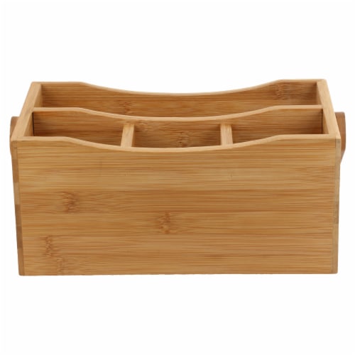 Natural Living Bamboo 4-section Flatware Caddy with Handle Perspective: back