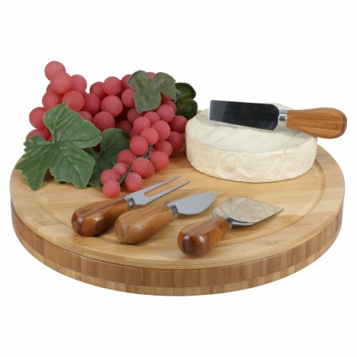 Danesco Bamboo Cheese Board and Knife Set Perspective: back