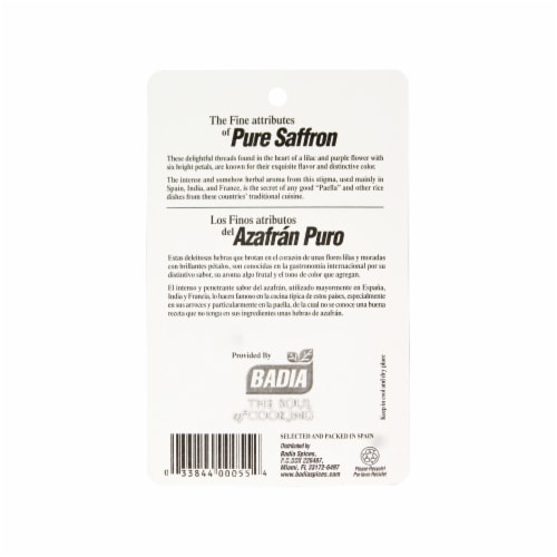 Badia® Saffron - Spanish -0.4g - (Pack of 12) Perspective: back