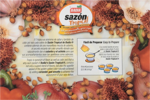 Badia® Sazon Tropical With Annatto and Coriander Seasoning Packets Perspective: back