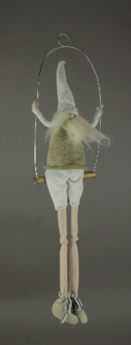 Santa On Swing Christmas Gnome Holiday Elf Hanging Decoration Perspective: back