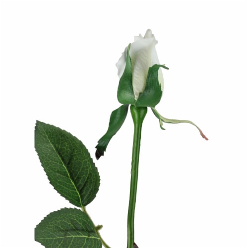 CC Home Furnishings 22.5 Artificial Long Single Stem Cream Colored Budding Rose Perspective: back