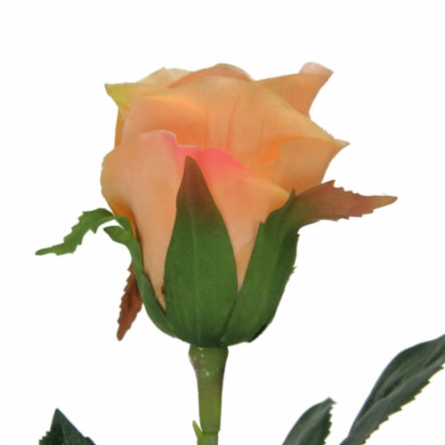 CC Home Furnishings 21 Peach Colored Budding Rose Decorative Artificial Floral Craft Pick Perspective: back