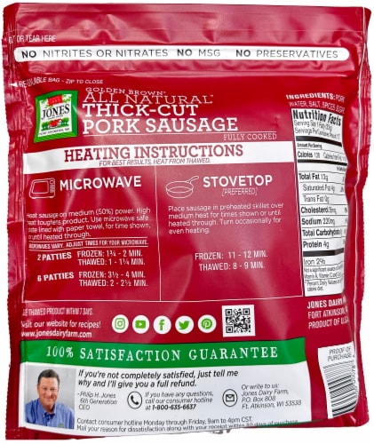 Jones Dairy Farm Golden Brown® All Natural Mild Pork Patties Perspective: back