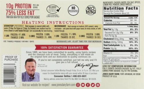Jones Gluten-Free All Natural Chicken Sausage Links Perspective: back