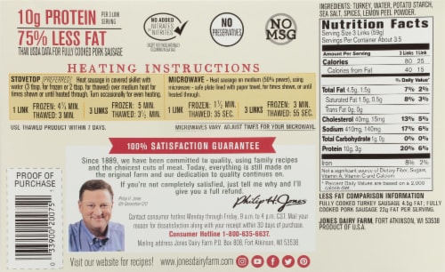 Jones Dairy Farm All Natural Turkey Sausage Perspective: back
