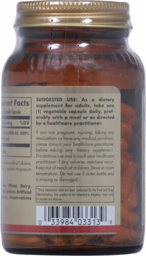 Solgar Vitamin D3 Vegetable Capsules Perspective: back