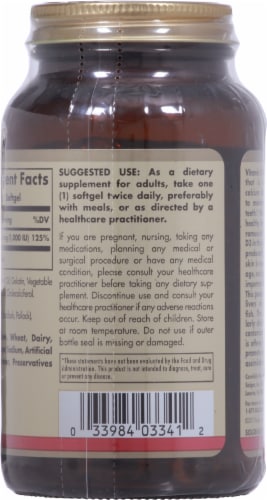 Solgar Vitamin D3 1000 IU Dietary Supplement Softgels Perspective: back