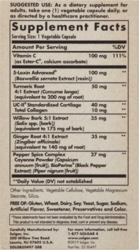 Solgar No 7 Joint Support Capsules Perspective: back