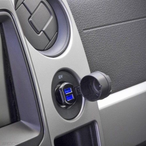 Scosche ReVOLT Dual 12-Watt USB Car Charger with Illuminated Ports - Black Perspective: back