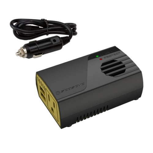 Scosche 150-Watt Portable Power Inverter with AC Outlet and Dual USB Ports - Black Perspective: back