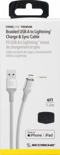 Scosche Strikeline Premium MFi Certified Lightning Charge & Sync Braided Cable - Silver Perspective: back
