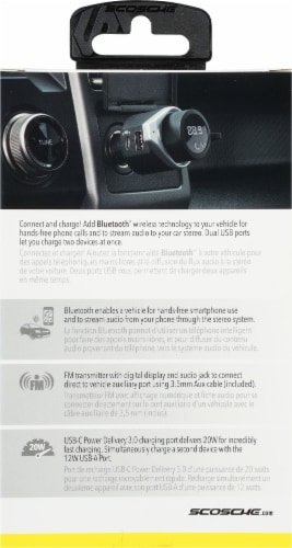 Scosche Bluetooth FM Transmitter Wireless Hands-Free Car Kit Perspective: back
