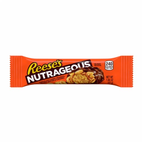 REESE'S NUTRAGEOUS Chocolate Peanut Butter Caramel and Peanut Candy Bar Perspective: back