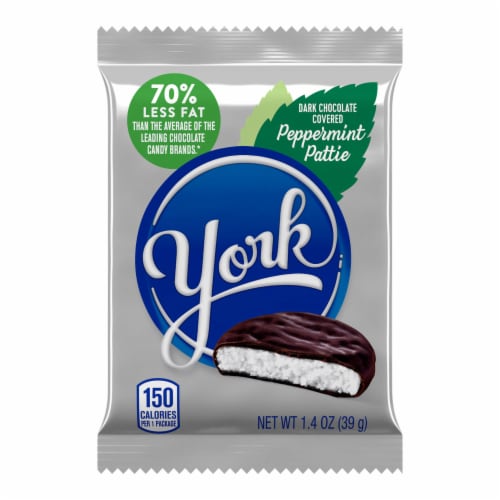YORK Dark Chocolate Peppermint Patties Candy Pack Perspective: back