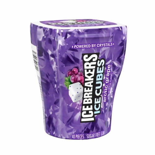 ICE BREAKERS ICE CUBES Arctic Grape Sugar Free Chewing Gum Bottle Perspective: back
