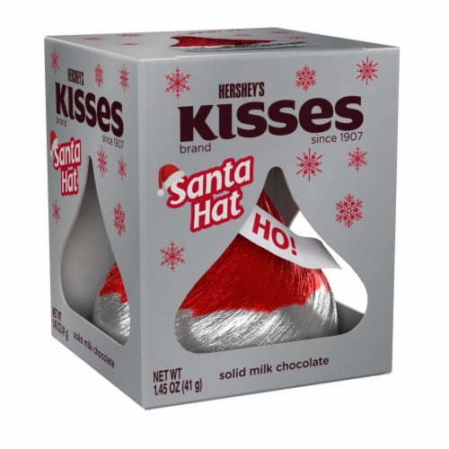 HERSHEY'S KISSES Solid Milk Chocolate Santa Hat Christmas Candy Gift Box Perspective: back