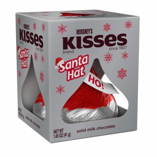 HERSHEY'S KISSES Solid Milk Chocolate Santa Hat Christmas Candy Gift Box Perspective: back