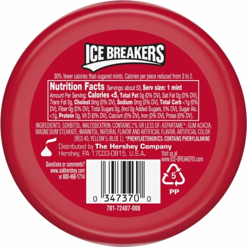 Ice Breakers Sugar Free Candy Cane Flavor Holiday Mints Perspective: back