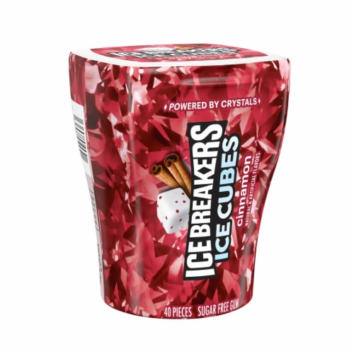 ICE BREAKERS Ice Cubes Cinnamon Sugar Free Chewing Gum Bottle Perspective: back
