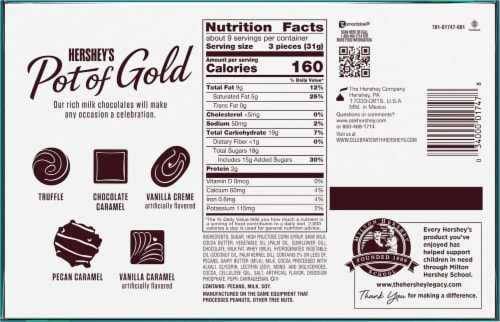 Hershey's Holiday Pot of Gold Milk Chocolate Collection Perspective: back