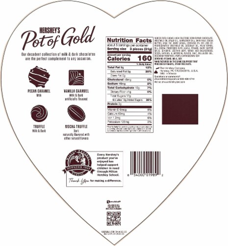 Hershey's Pot of Gold Assorted Pink Heart Box of Chocolates Valentine Candy Perspective: back