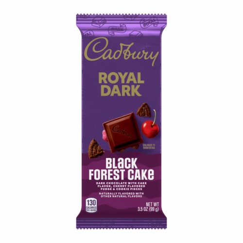 CADBURY ROYAL DARK Black Forest Cake Cherry Flavored Fudge Candy Bar Perspective: back
