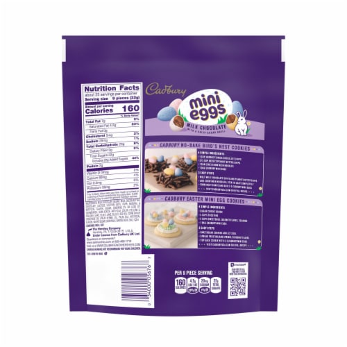 CADBURY MINI EGGS Milk Chocolate with a Crisp Sugar Shell Treats Easter Candy Resealable Bag Perspective: back