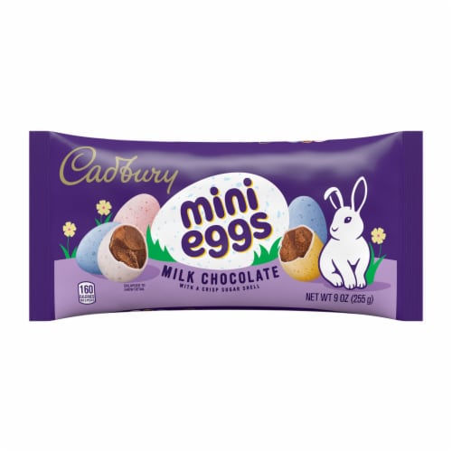 CADBURY MINI EGGS Milk Chocolate with a Crisp Sugar Shell Treats Easter Candy Bag Perspective: back